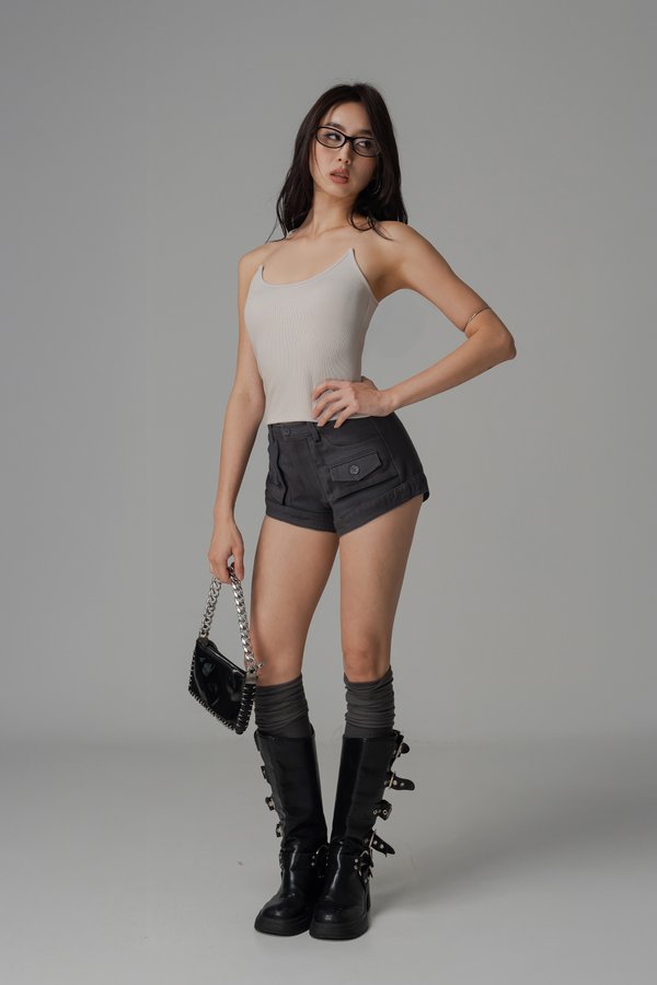 2000's Mid Waist Cargo Shorts In Smoke Grey