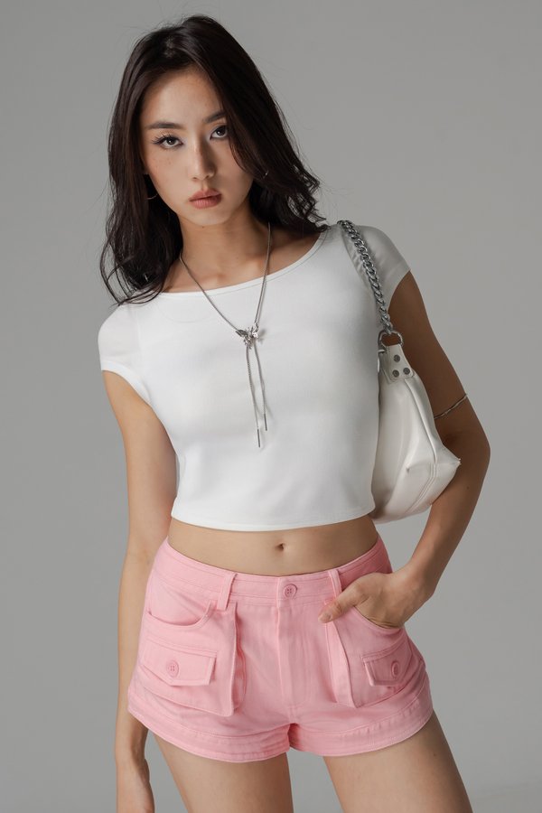 2000's Mid Waist Cargo Shorts In Strawberry Pink