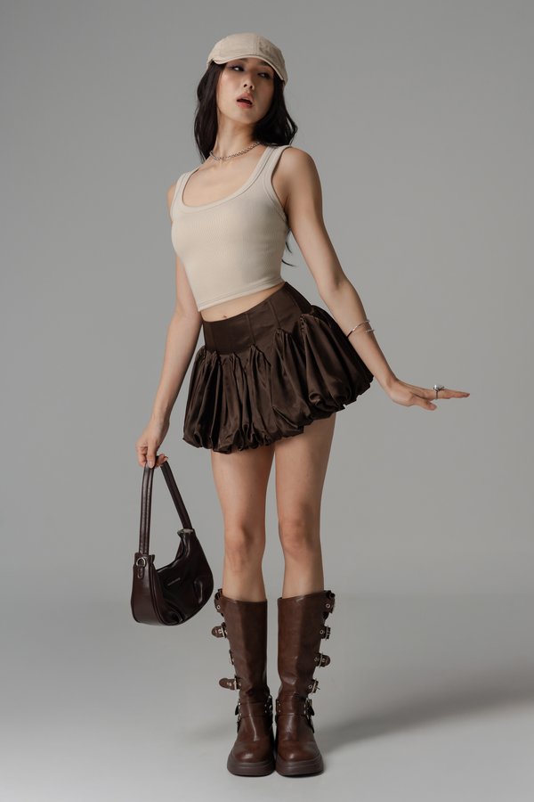 Dance Off Bubble Skirt In Mocha Brown
