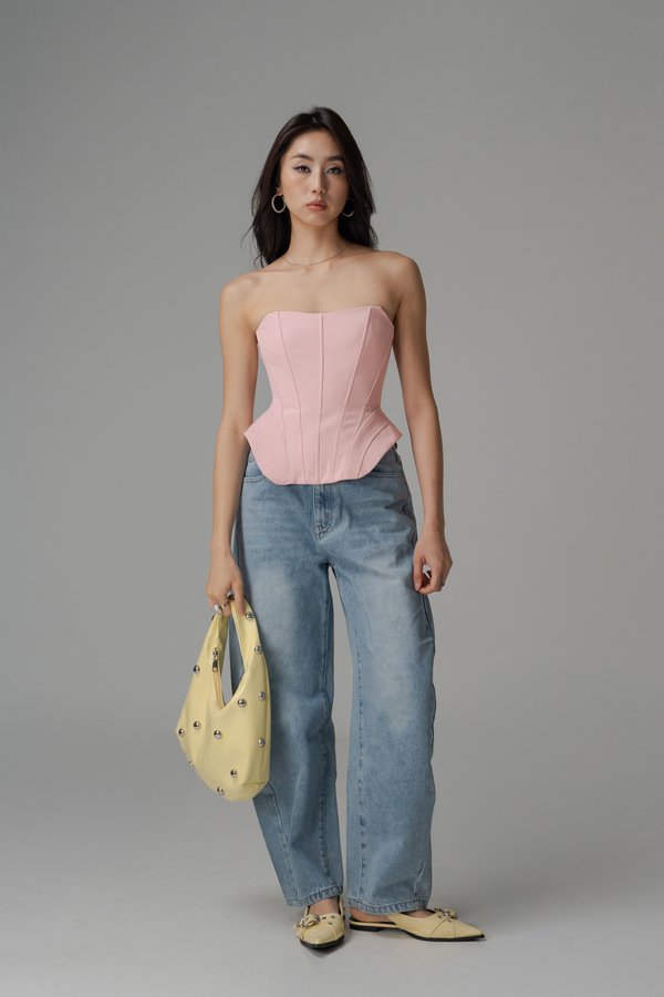 Groove Croset Tube Top In Fade Pink