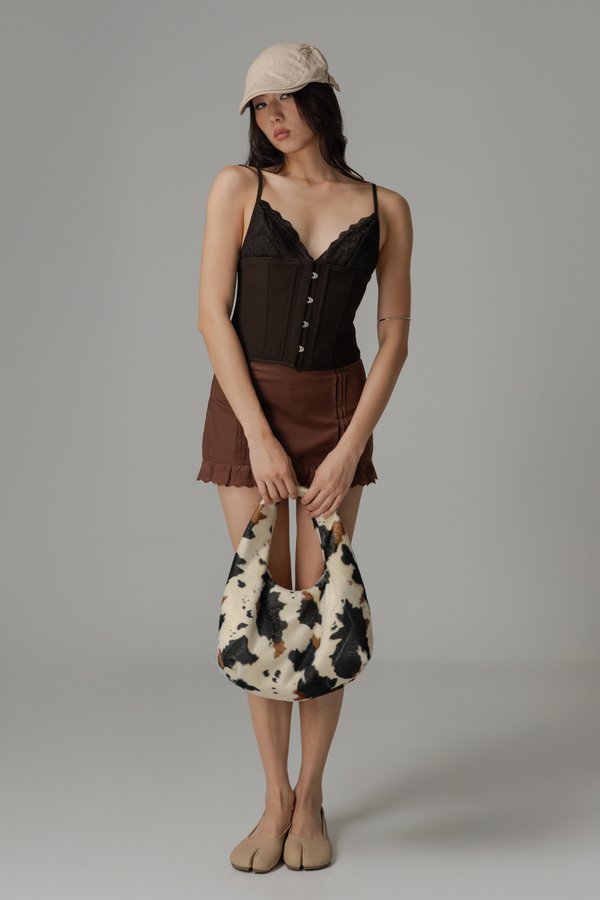 Rhythm Lace Corset Top In Espresso Brown