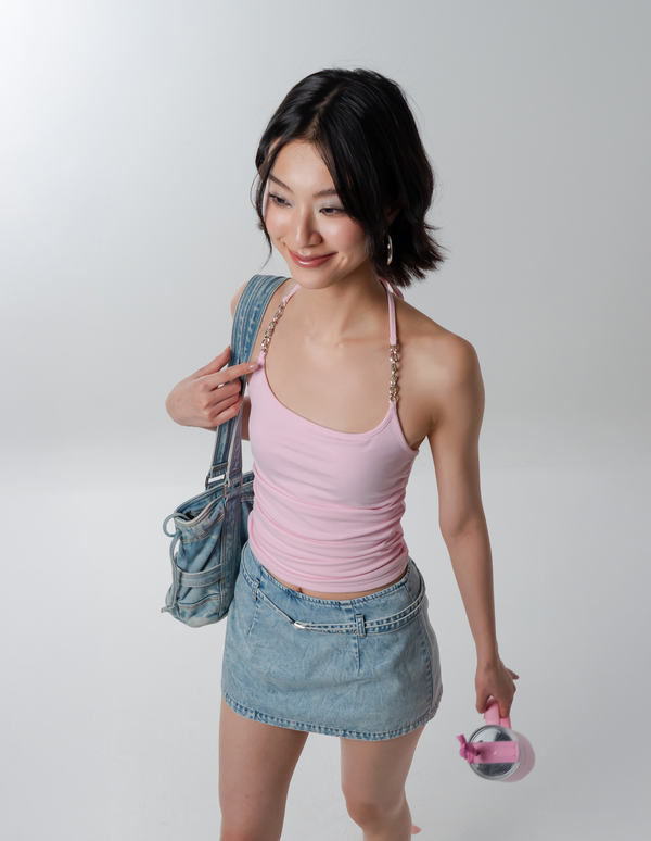 Chained Top In Blush Pink