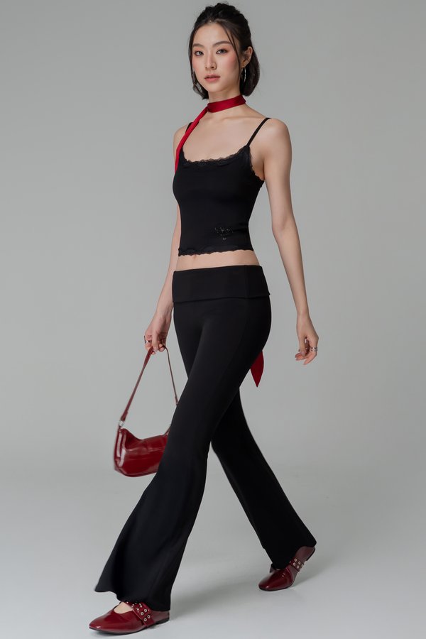 PETITE | Stretch Foldover Pants In Black