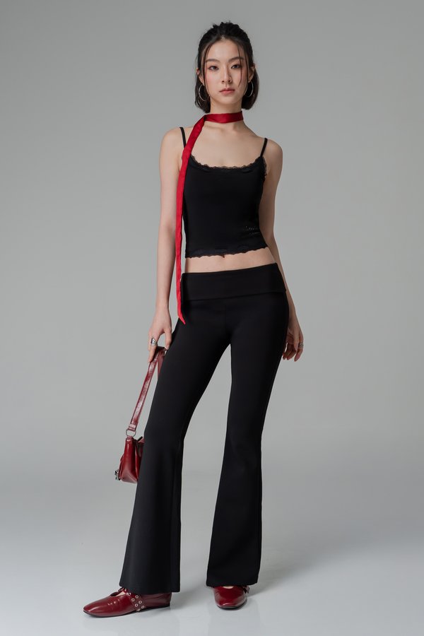 PETITE | Stretch Foldover Pants In Black