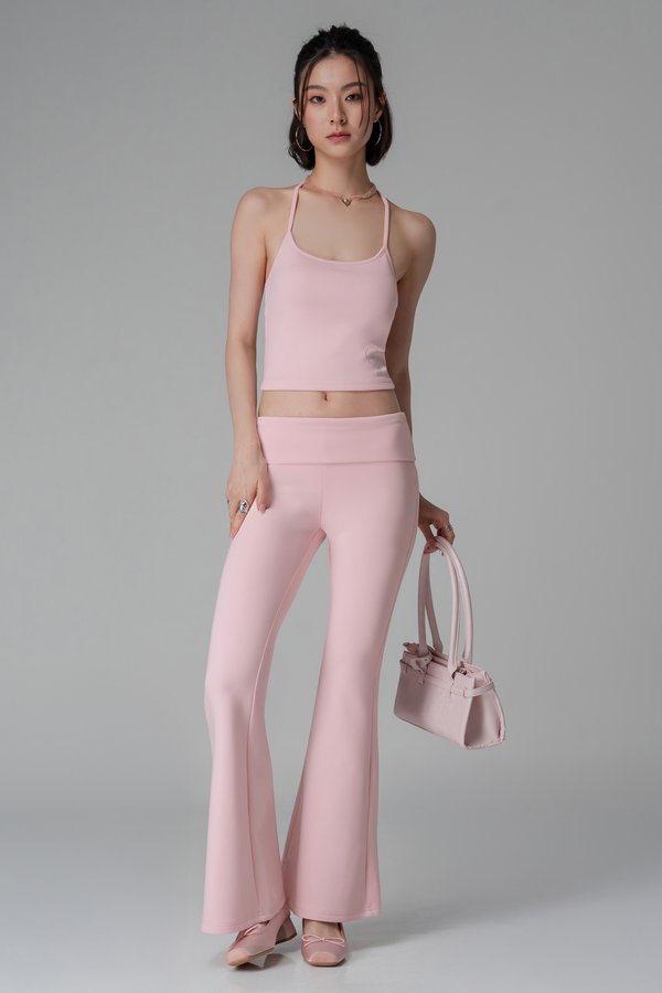 PETITE | Stretch Foldover Pants In Ballet Pink
