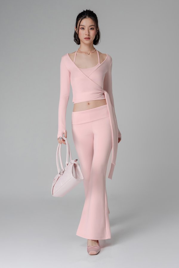 PETITE | Stretch Foldover Pants In Ballet Pink