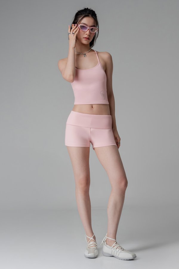Studio Foldover Shorts In Ballet Pink