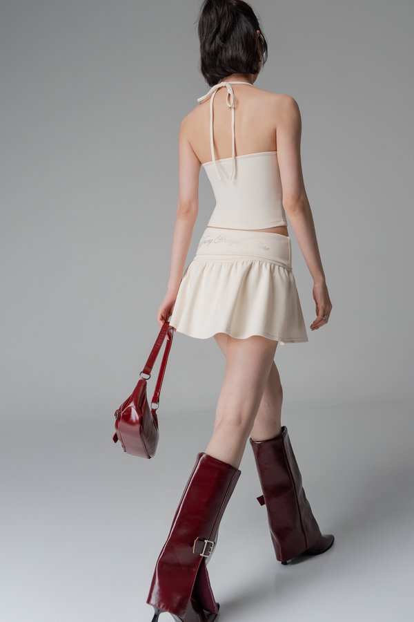 Flow Foldover Mini Skirt In Ivory Cream