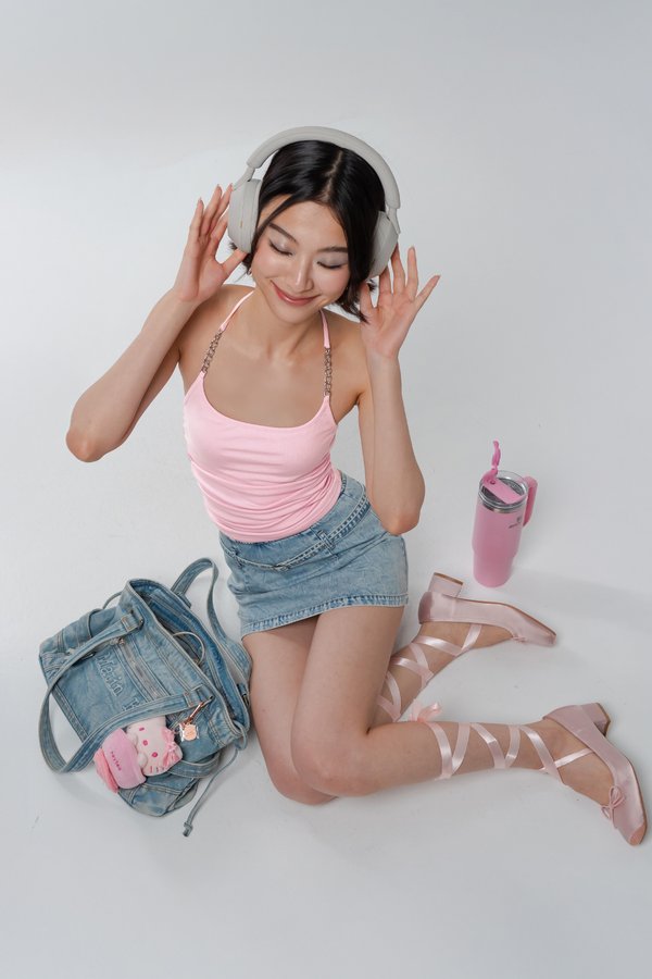 Chained Top In Blush Pink