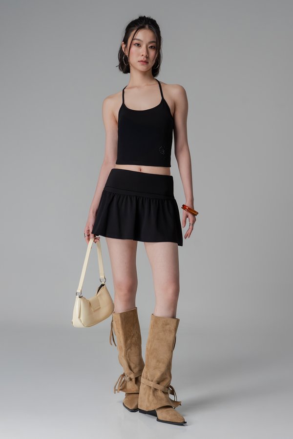Flow Foldover Mini Skirt In Black