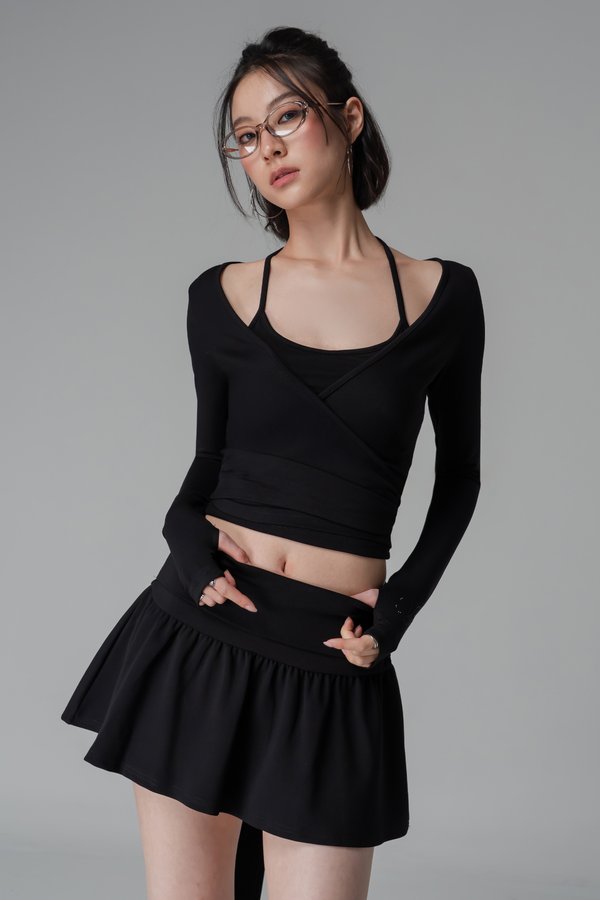 Flow Foldover Mini Skirt In Black