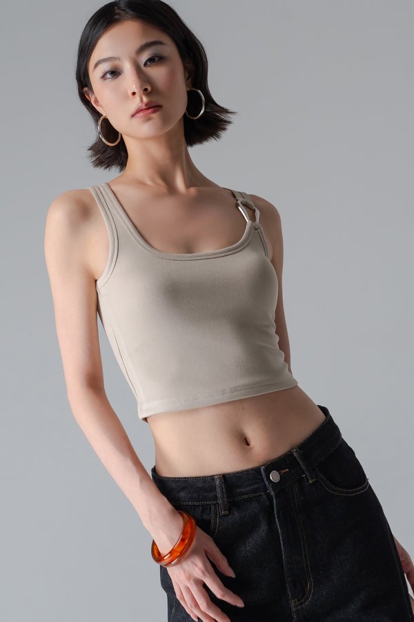 Treasure Buckle Tank Top In Greige