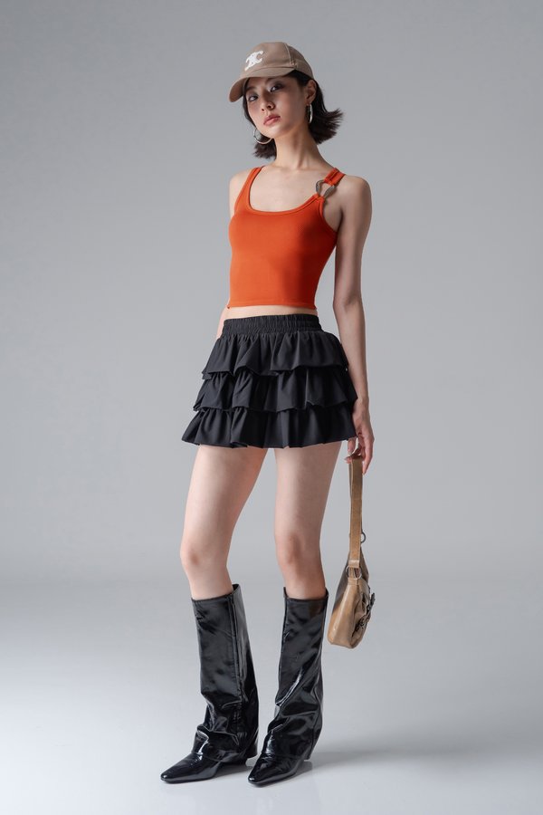 Treasure Buckle Tank Top In Brunt Orange