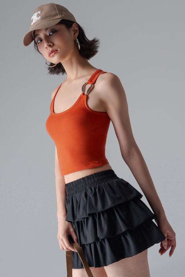 Treasure Buckle Tank Top In Brunt Orange