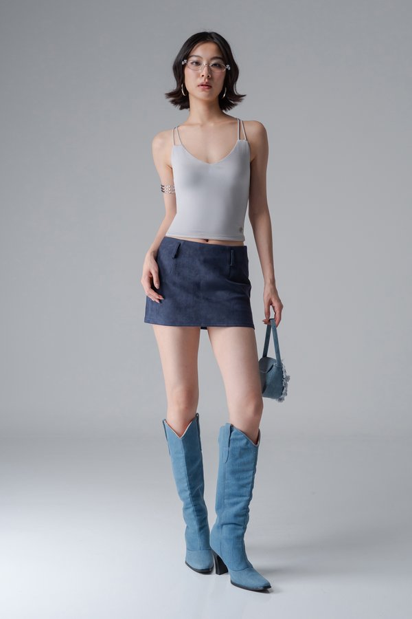 Interlock Halter Top In Dusty Grey