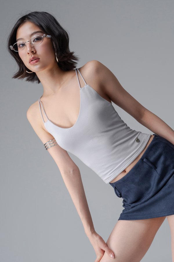 Interlock Halter Top In Dusty Grey