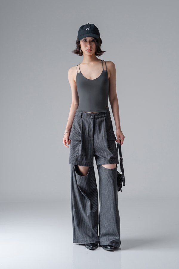 Interlock Halter Top In Gunmetal Dark Grey