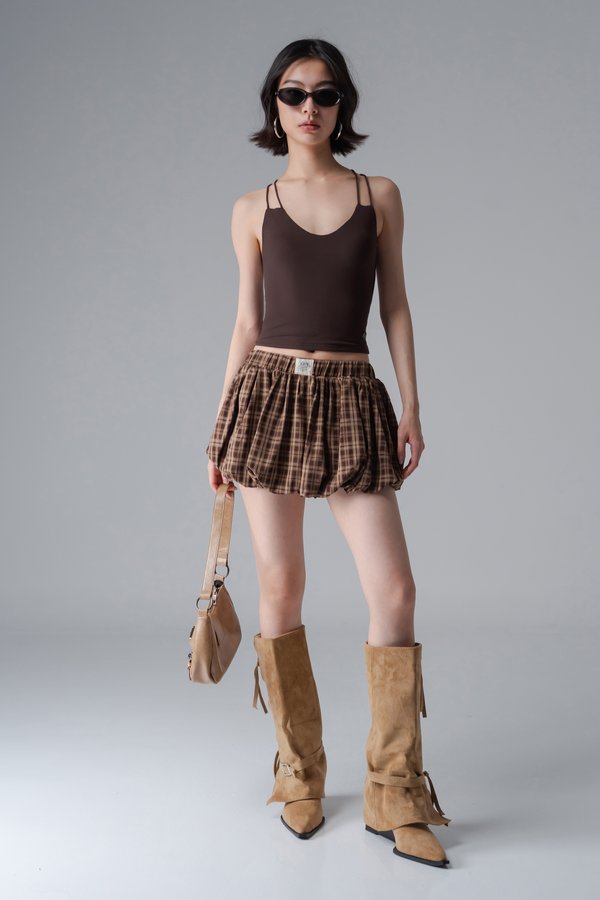 Interlock Halter Top In Mocha Brown