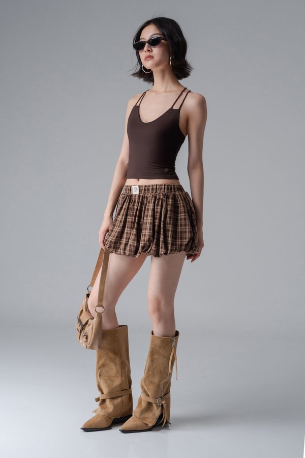 Interlock Halter Top In Mocha Brown