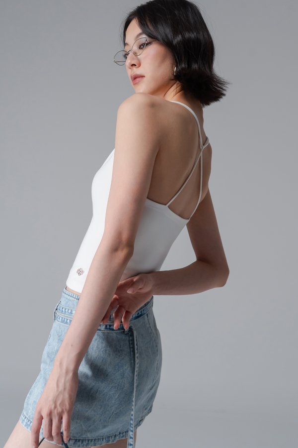 Interlock Halter Top In White
