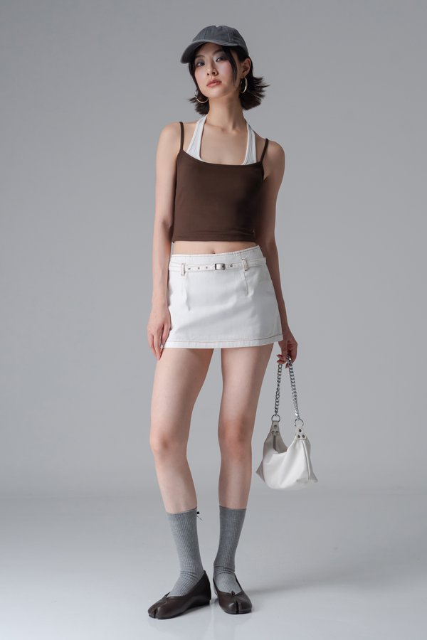 Double Trouble Halter Top In Mocha Brown