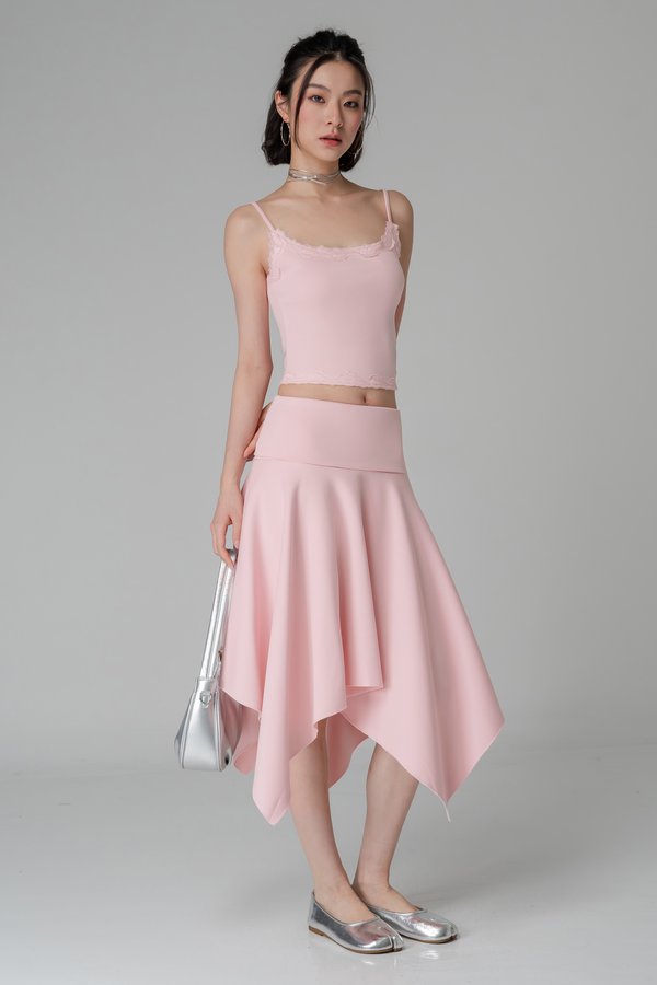 En pointe Asymetrical Foldover Skirt In Ballet Pink