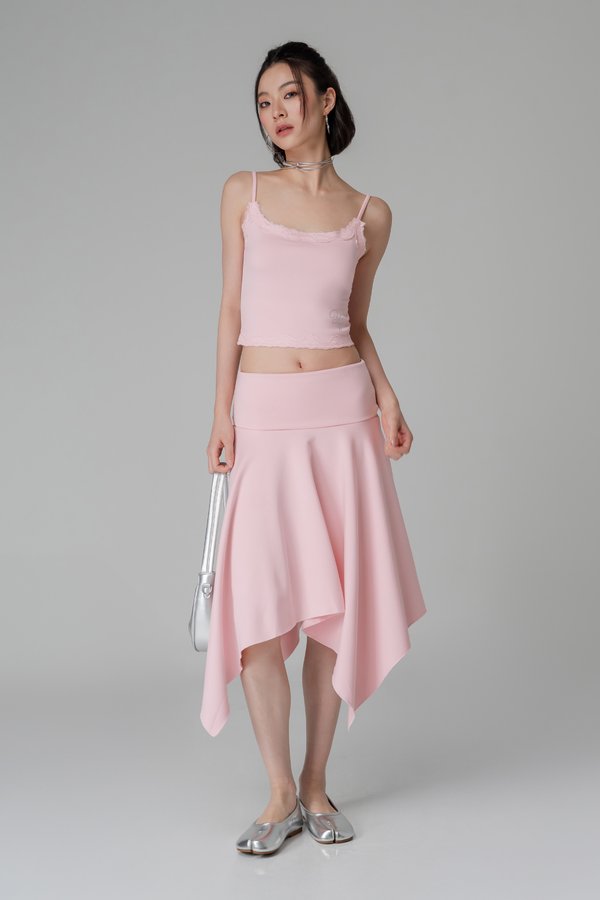 En pointe Asymetrical Foldover Skirt In Ballet Pink