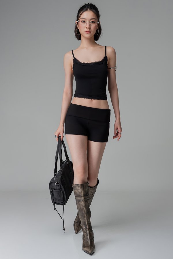 Studio Foldover Shorts In Black