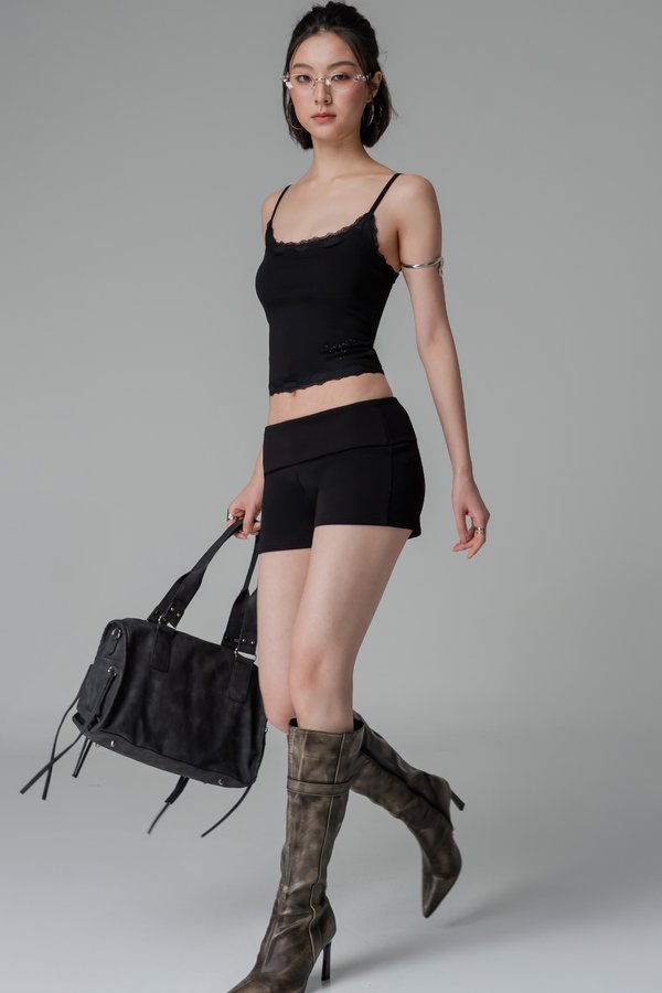 Studio Foldover Shorts In Black
