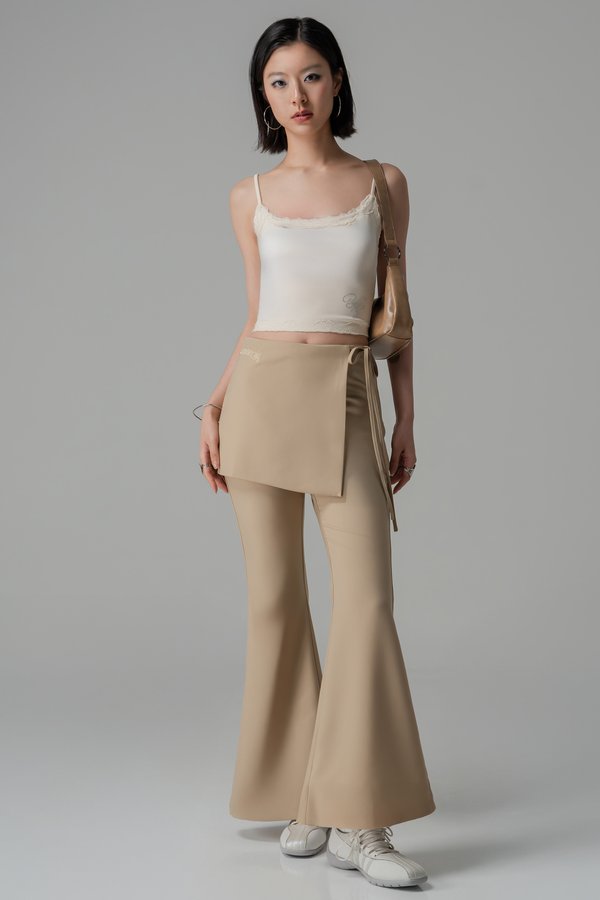 Overlap Skirt Pants in Khaki