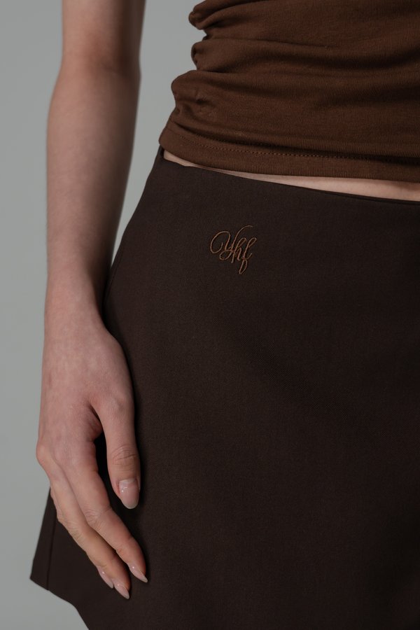 Overlap Skirt Pants in Espresso Brown