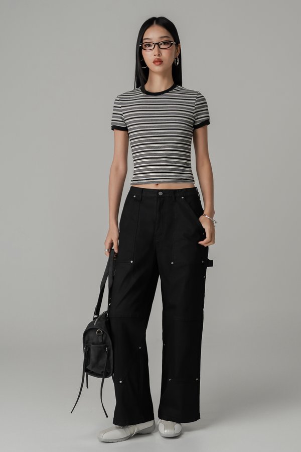 Lined Up Top In Black