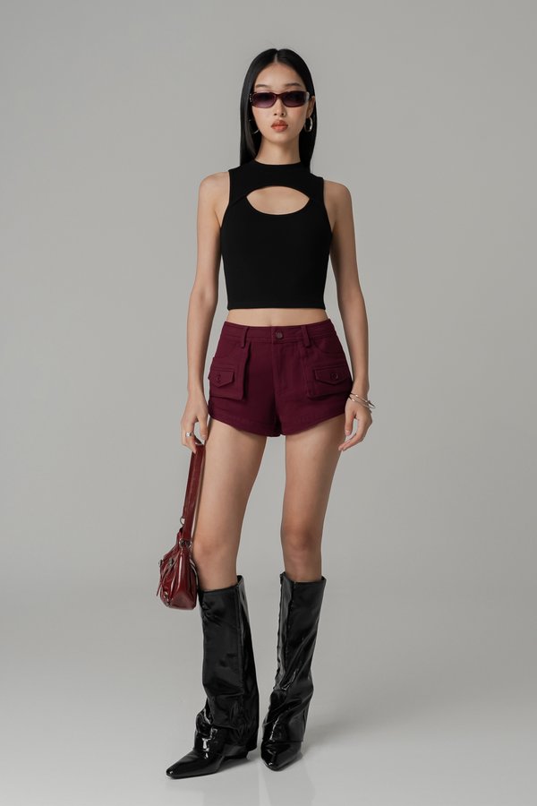 2000's Shorts In Wine Red