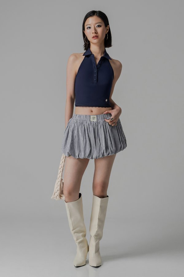 Blown Bubble Shorts In Navy Stripes