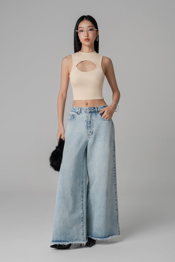 Hollow Top In Beige