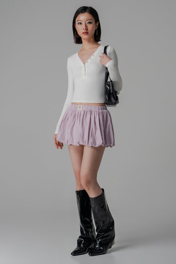 Blown Bubble Shorts In Lavender Stripes
