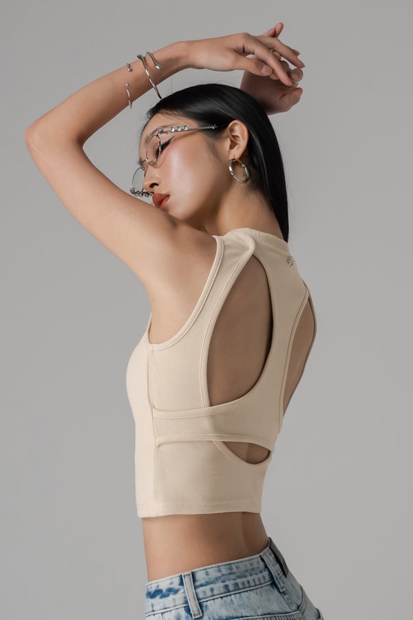 Hollow Top In Beige