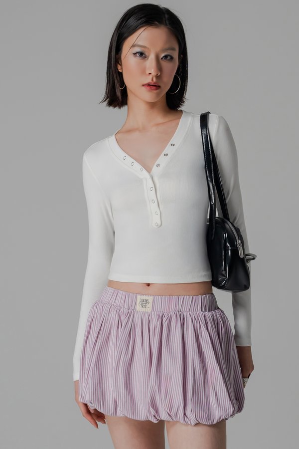 Blown Bubble Shorts In Lavender Stripes