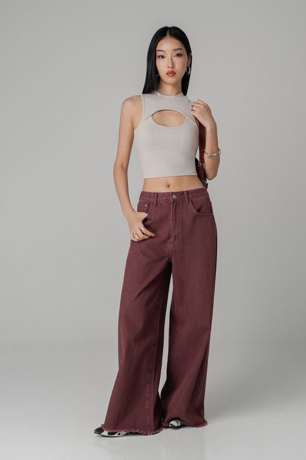 Hollow Top In Stone Grey