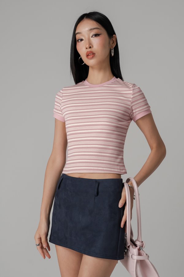Lined Up Top In Candy Pink