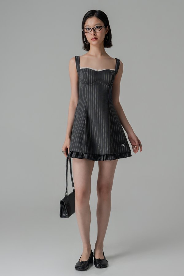 Principle Dress In Pinstripe Grey