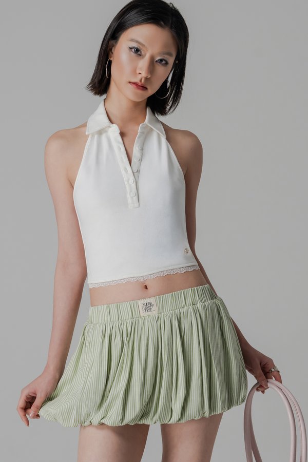Blown Bubble Shorts In Apple Green Stripes