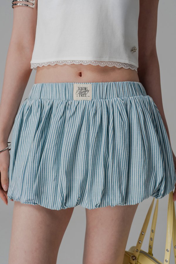 Blown Bubble Shorts In Teal Stripes