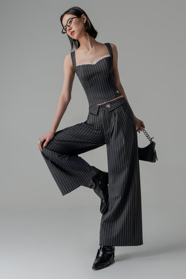 By The Book Pants In Pinstripe Grey
