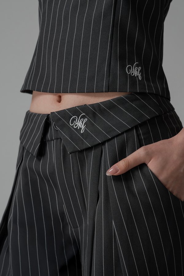 By The Book Pants In Pinstripe Grey