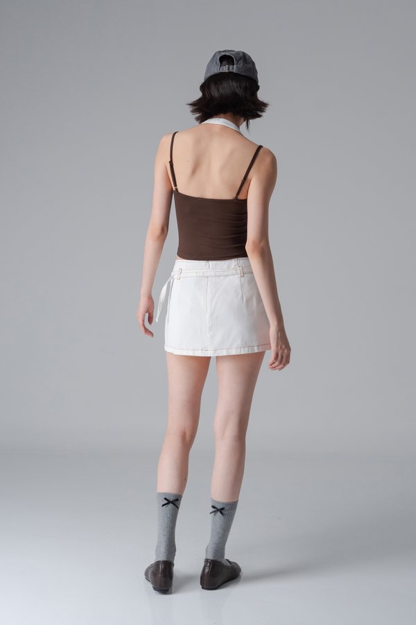 Double Trouble Halter Top In Mocha Brown