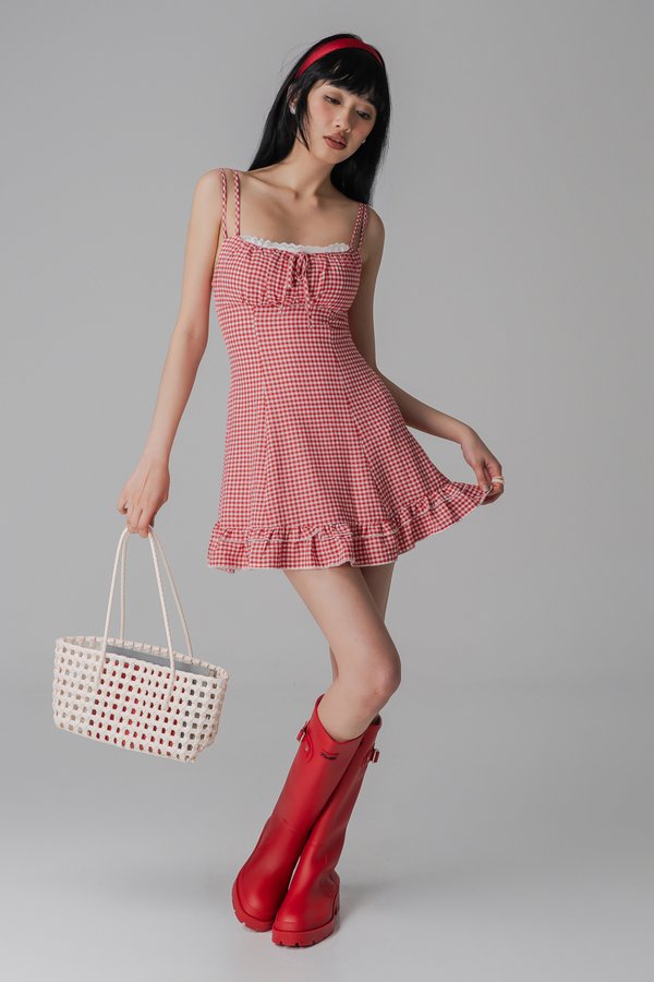 Honeybee Dress In Cherry Red