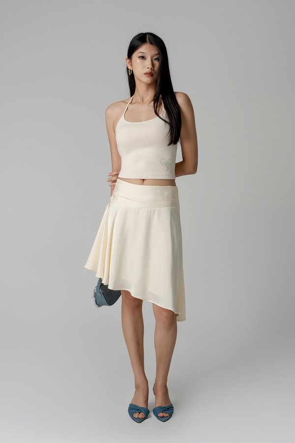 Echelon Asymmetric Skirt In Ivory Cream