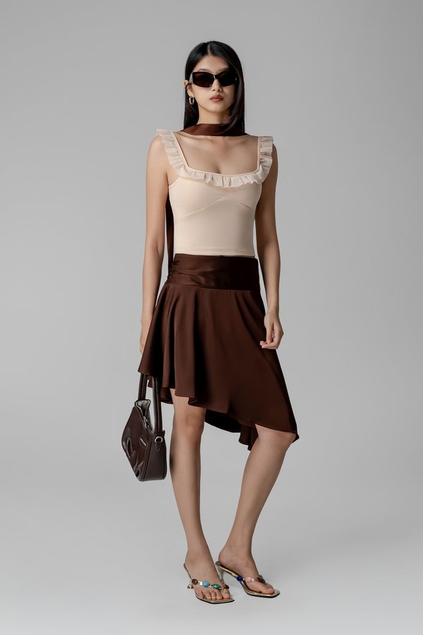 Echelon Asymmetric Skirt In Espresso Bown