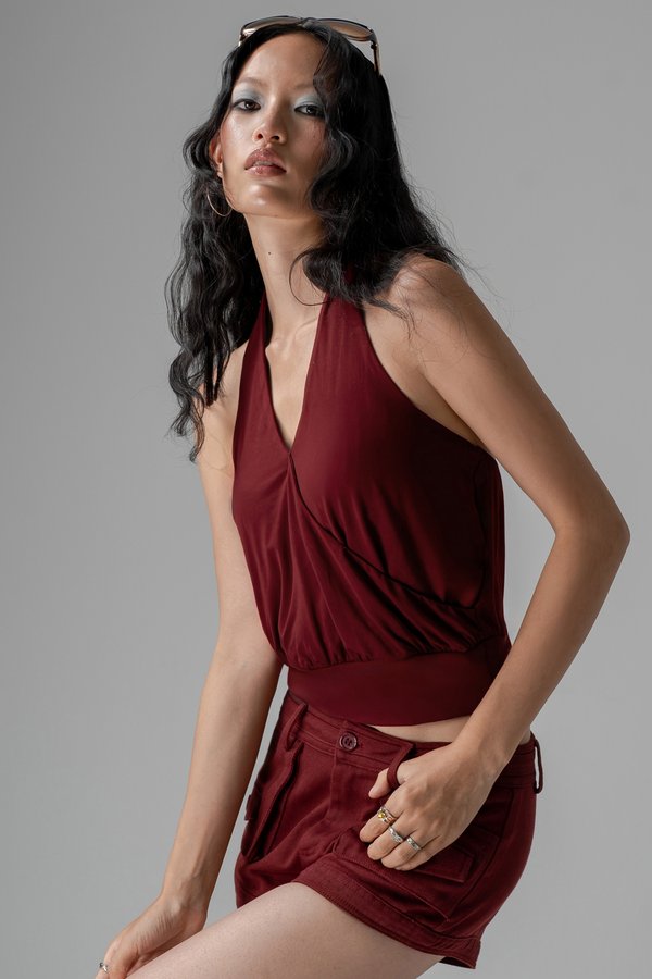 Affair Halter Top in Burgundy